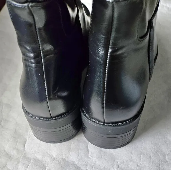 Zara black riding boots buckle strap full width NWT