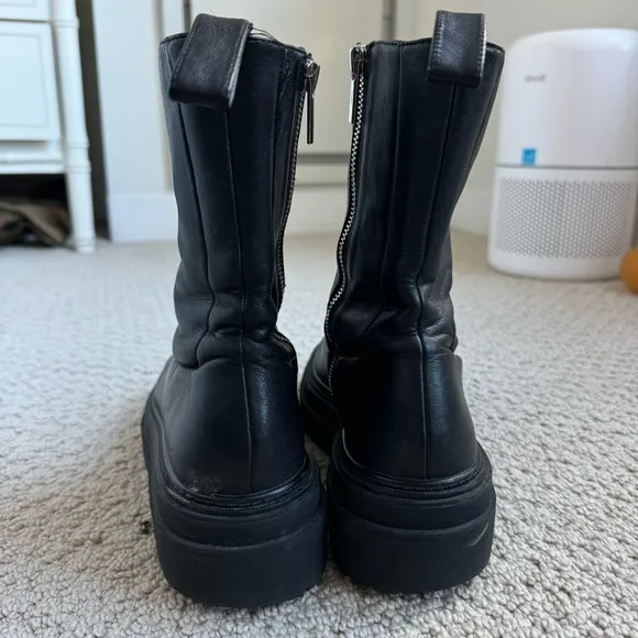 Zara Genuine Leather Lug Sole Ankle Boots