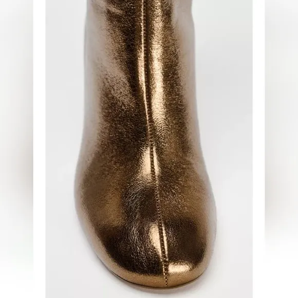 Zara Gold Metallic  Knee-High  Boots Sz 8