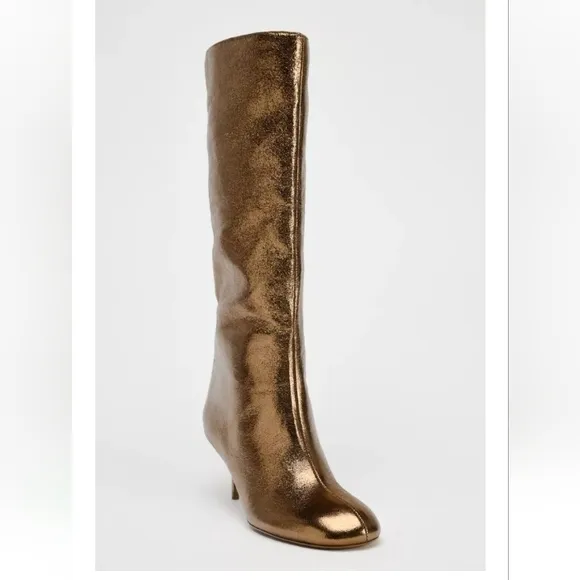 Zara Gold Metallic  Knee-High  Boots Sz 8