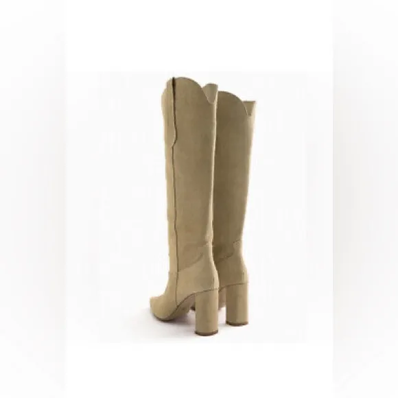 Zara Knee High Suede High Heel Boots