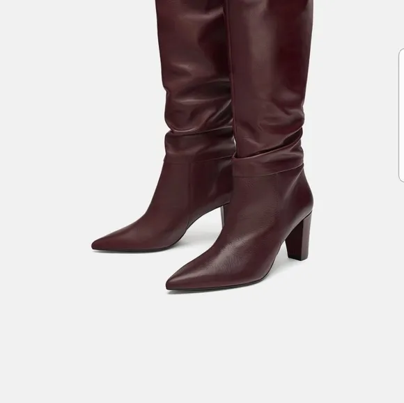 Zara Leather  Heel  boots