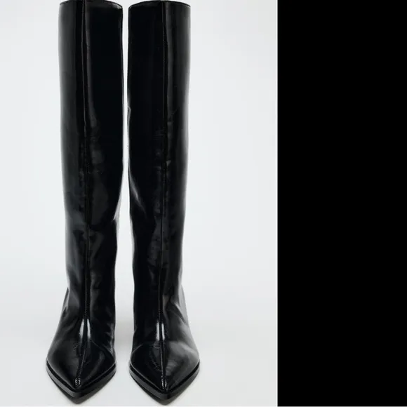 Zara NWT kitten heel boots black 3016/410