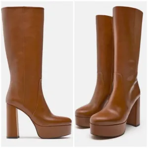 Zara platform leather Boots 2024, designer