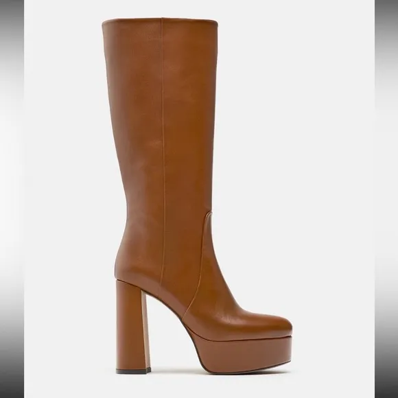 Zara platform leather Boots 2024, designer
