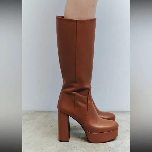 Zara platform leather Boots 2024, designer