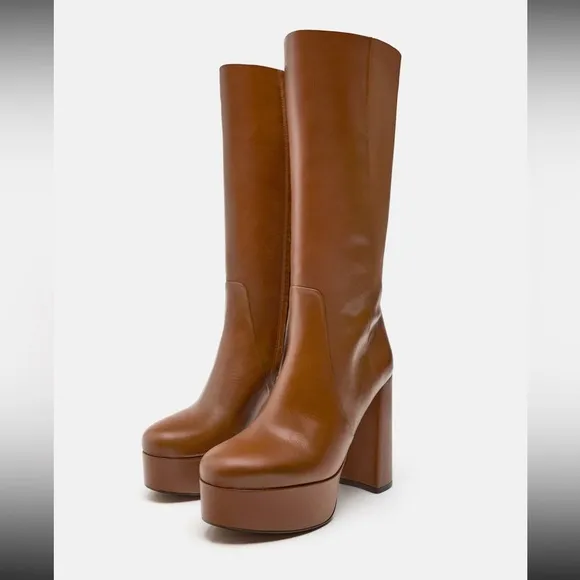 Zara platform leather Boots 2024, designer