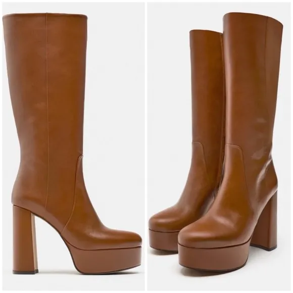 Zara platform leather Boots 2024, designer