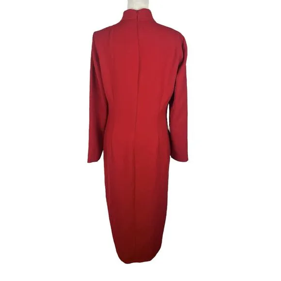 Zara Red Toggle Midi Dress Mandarin Collar Blogger Favorite Size Large NEW