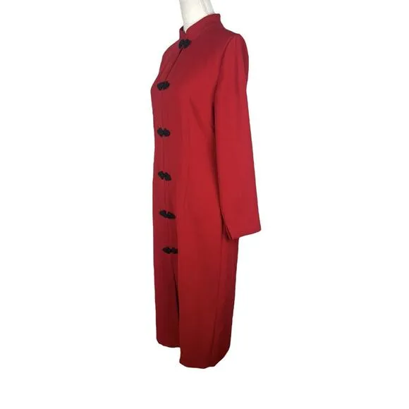 Zara Red Toggle Midi Dress Mandarin Collar Blogger Favorite Size Large NEW
