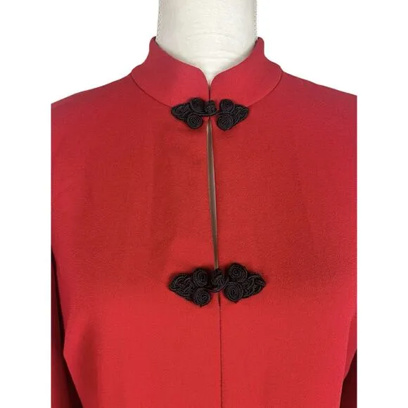 Zara Red Toggle Midi Dress Mandarin Collar Blogger Favorite Size Large NEW