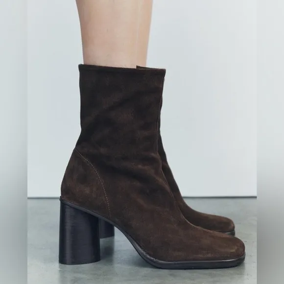 Zara split suede brown boots 37 / 7