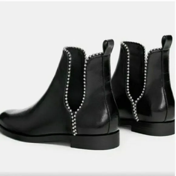 Zara Black Studded Boots