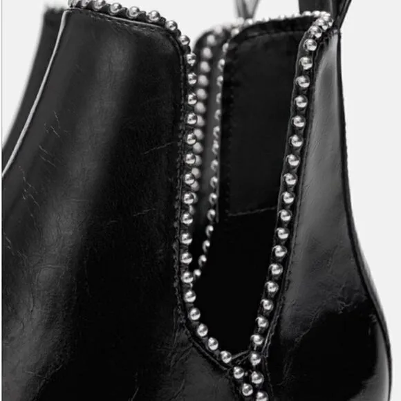 Zara Black Studded Boots