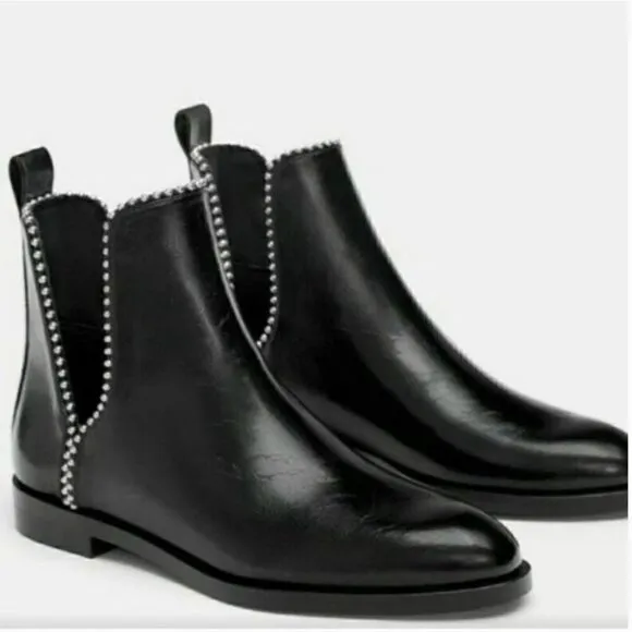 Zara Black Studded Boots