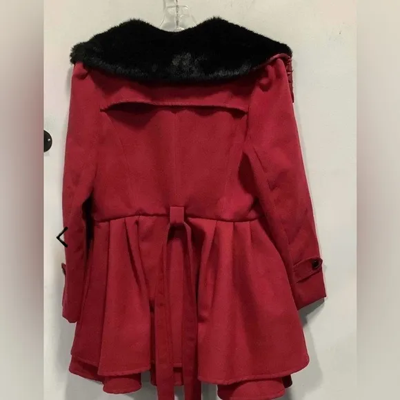 Zeagoo Women's Fashion Faux Fur Lapel Double-Breasted Thick Wool Coat Large