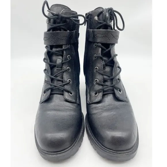 Zodiac Gemma Black Leather Combat &amp; Moto Boots