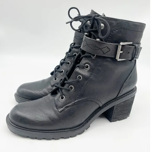 Zodiac Gemma Black Leather Combat &amp; Moto Boots