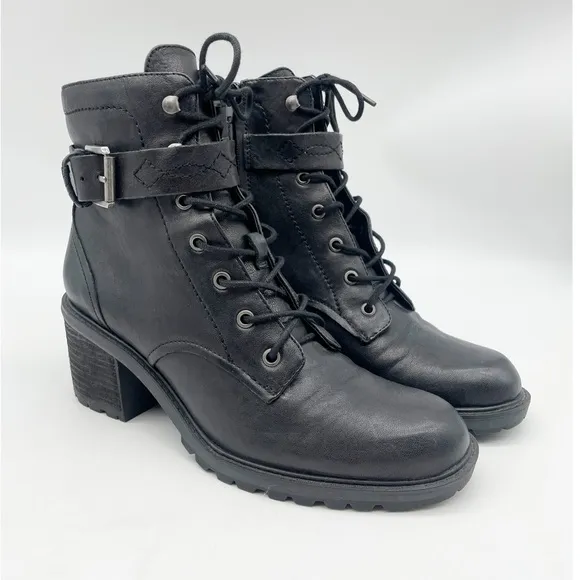 Zodiac Gemma Black Leather Combat &amp; Moto Boots