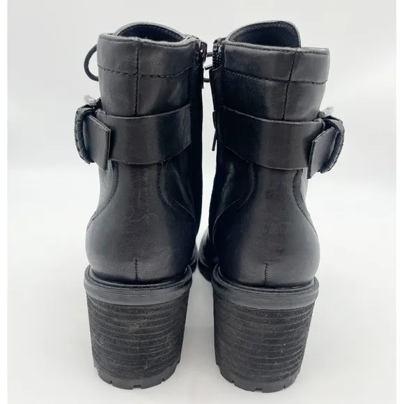 Zodiac Gemma Black Leather Combat &amp; Moto Boots