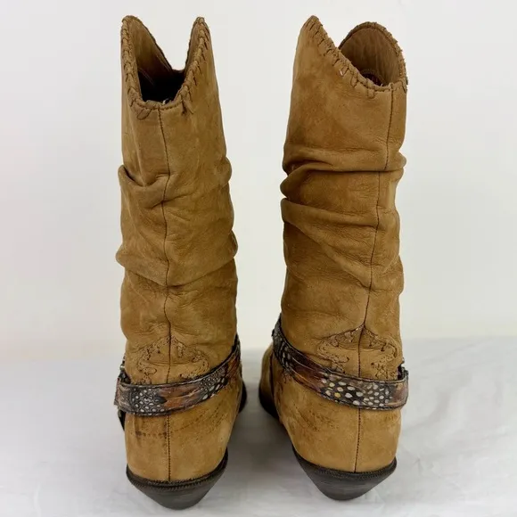 Zodiac Vintage Suede Slouch Western Boots