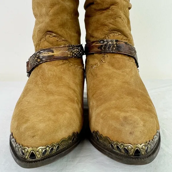 Zodiac Vintage Suede Slouch Western Boots
