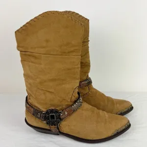 Zodiac Vintage Suede Slouch Western Boots