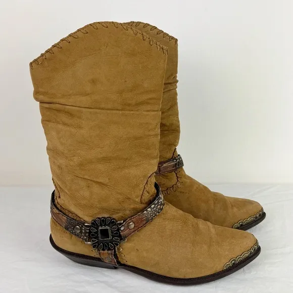 Zodiac Vintage Suede Slouch Western Boots