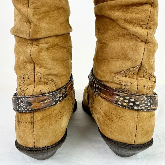 Zodiac Vintage Suede Slouch Western Boots