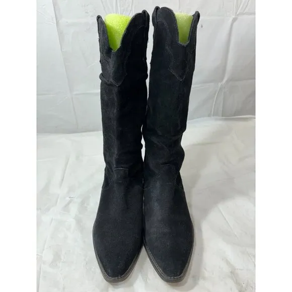 Zodiac Y2K Black Suede Woman's Cowboy Boots Size 7.5