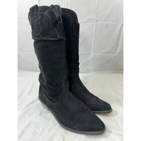 Zodiac Y2K Black Suede Woman's Cowboy Boots Size 7.5