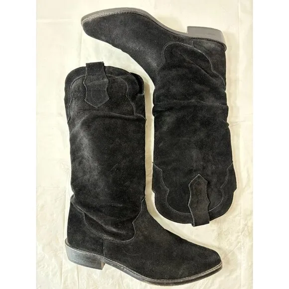 Zodiac Y2K Black Suede Woman's Cowboy Boots Size 7.5