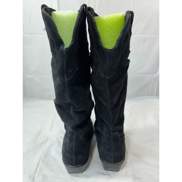 Zodiac Y2K Black Suede Woman's Cowboy Boots Size 7.5