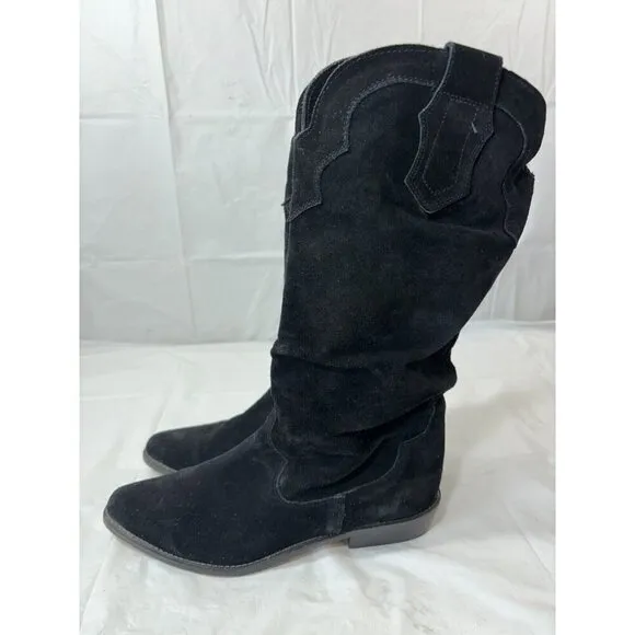 Zodiac Y2K Black Suede Woman's Cowboy Boots Size 7.5
