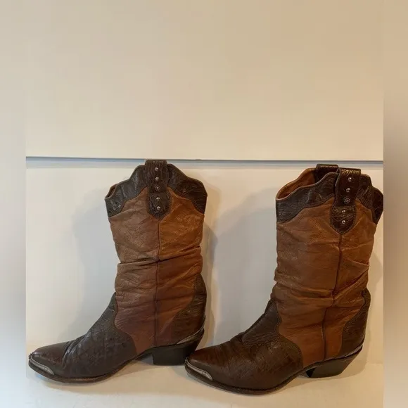 Zodiac~Vintage~2-Toned Brown~Soft Leather~Western Fashion~Slouchy Boot~Size 7.5M