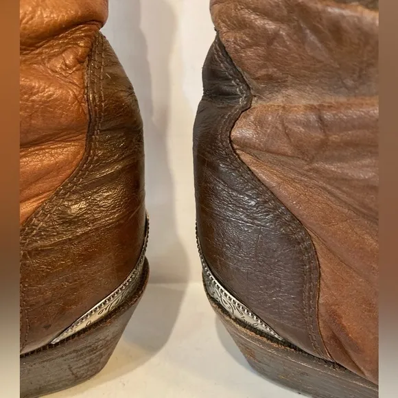 Zodiac~Vintage~2-Toned Brown~Soft Leather~Western Fashion~Slouchy Boot~Size 7.5M