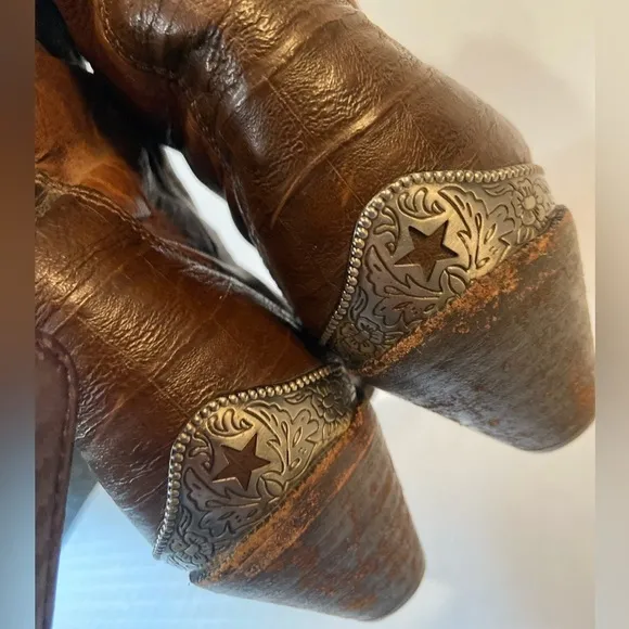 Zodiac~Vintage~2-Toned Brown~Soft Leather~Western Fashion~Slouchy Boot~Size 7.5M